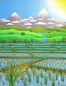 Rice Field Drawing at PaintingValley.com | Explore collection of Rice