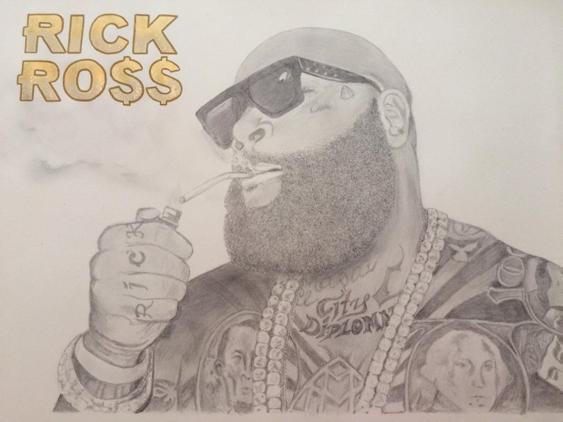 794x596 rick ross sketch art etsy - Rick Ross Drawing