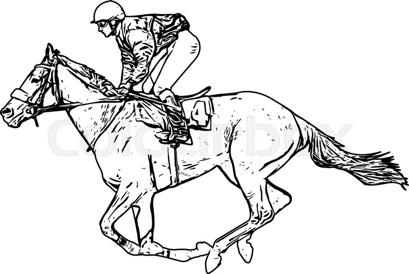 800x535 jockey riding race horse drawing - Riding A Horse Drawing