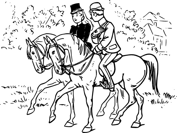 600x451 couple riding horses clip art free vector in open office drawing - Riding A Horse Drawing
