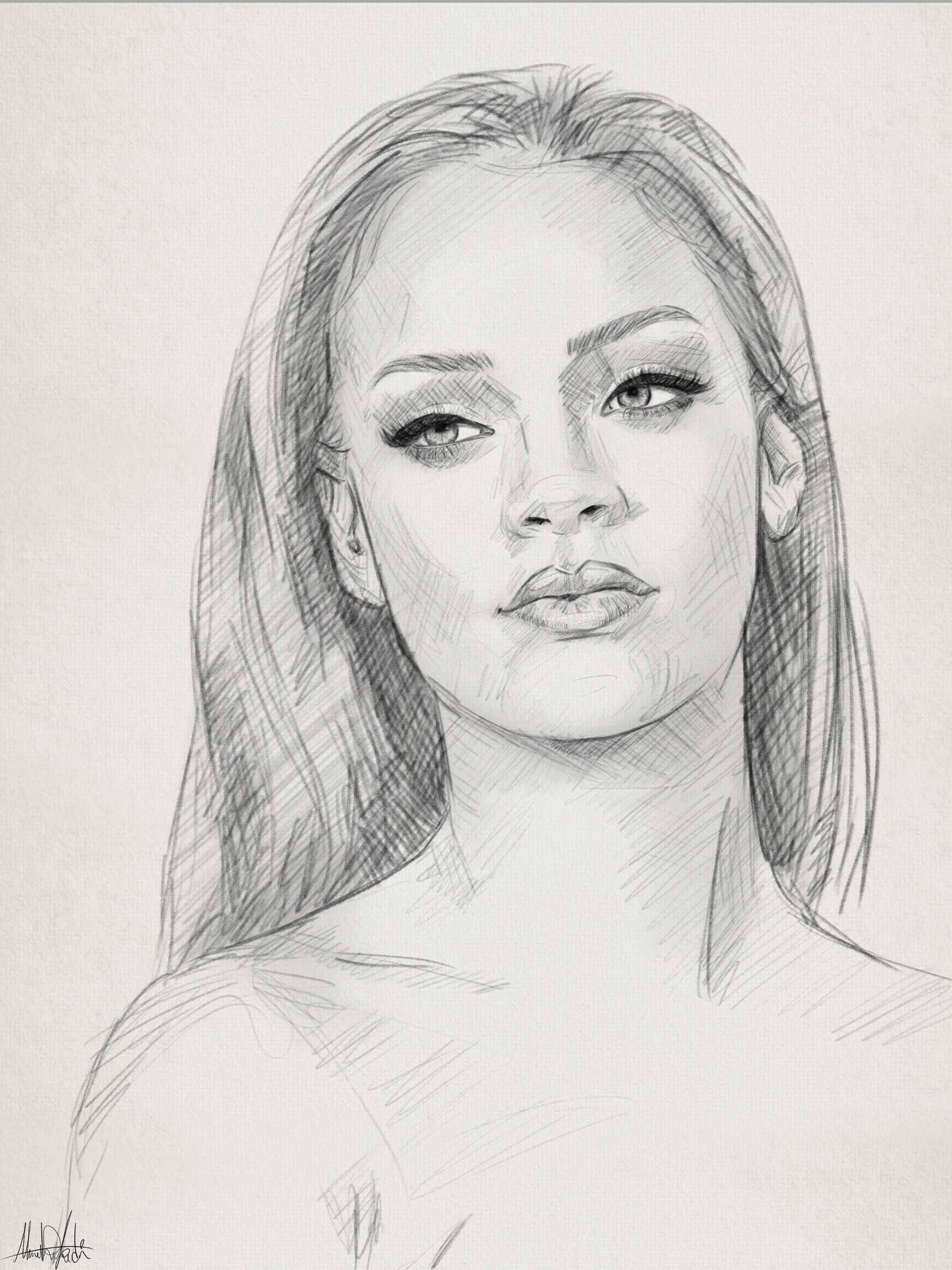 2362x3150 Pencil Sketch Drawing Portrait Of Rihanna - Rihanna Drawing