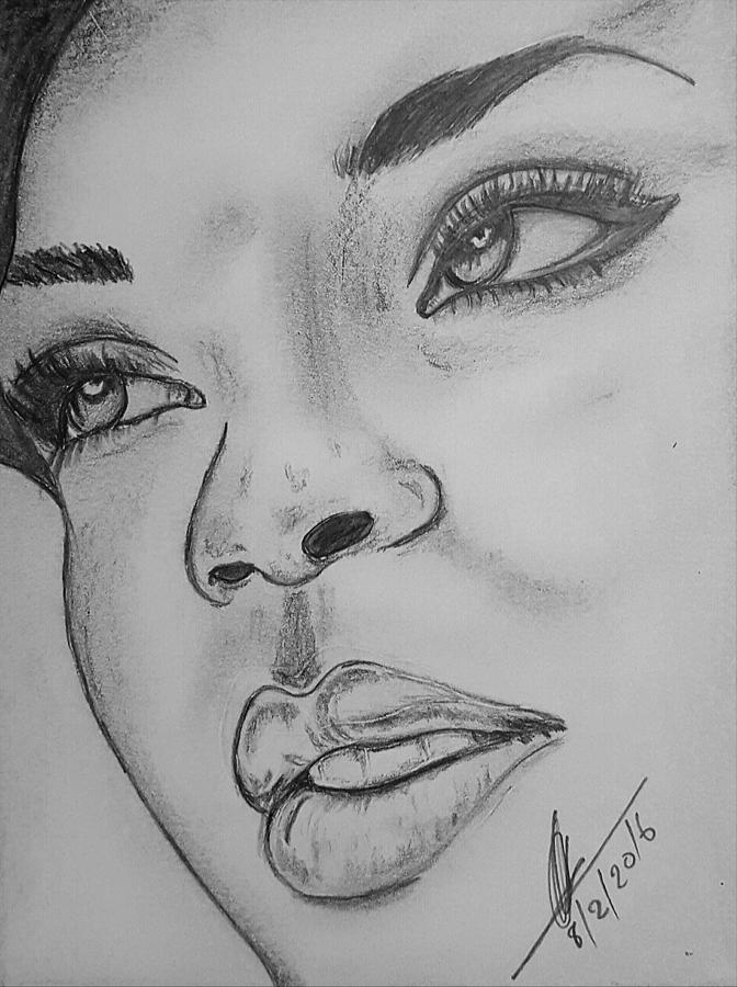 672x900 Rihanna Drawing - Rihanna Drawing
