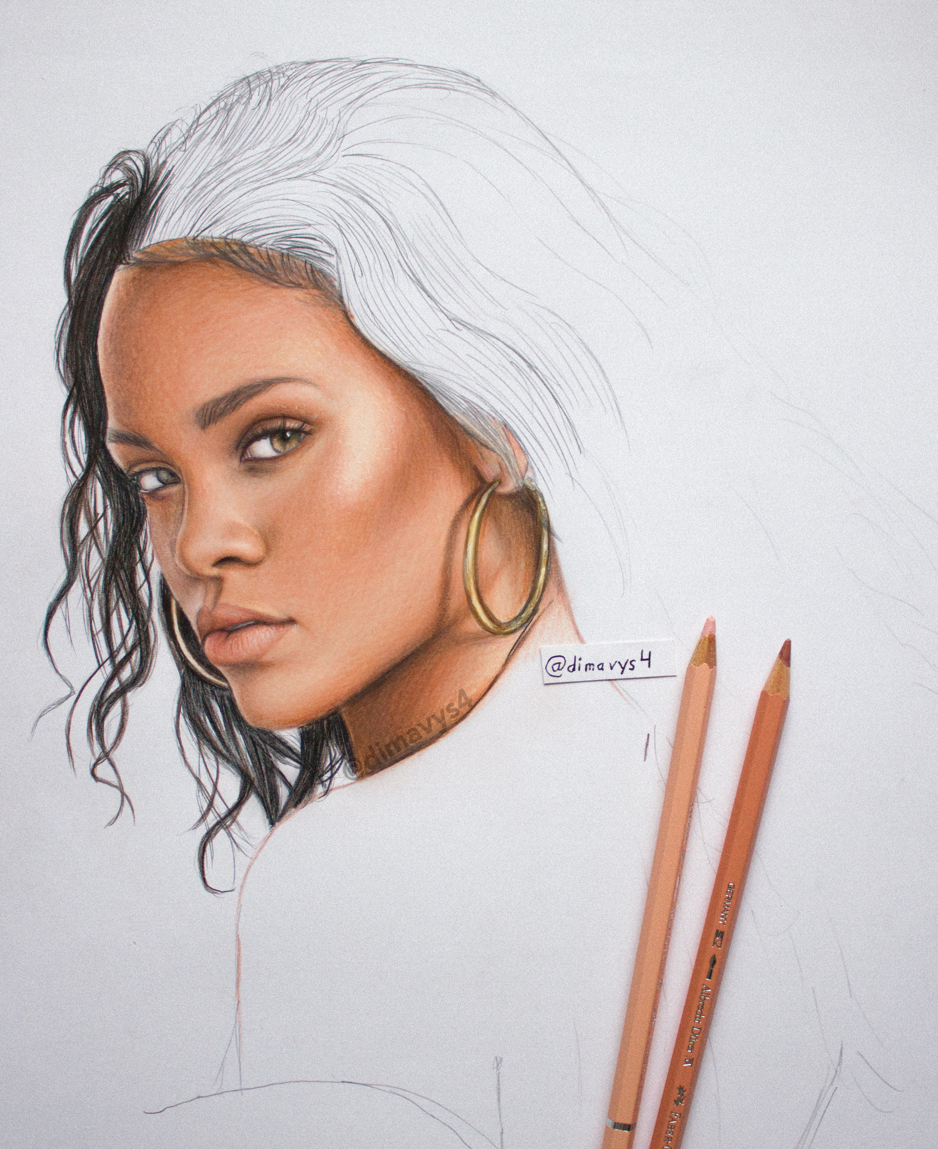 1920x2353 Artstation - Rihanna Drawing