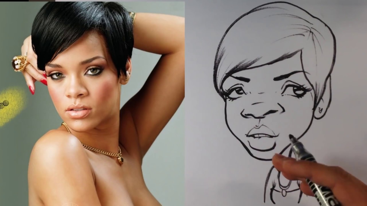 1280x720 How To Draw A Caricature Of Rihanna - Rihanna Drawing Step By Step