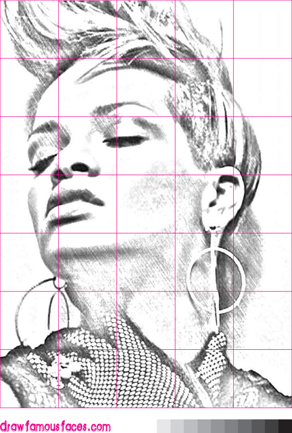 600x890 How To Draw A Portrait Of Rihanna Draw Famous Faces - Rihanna Drawing Step By Step