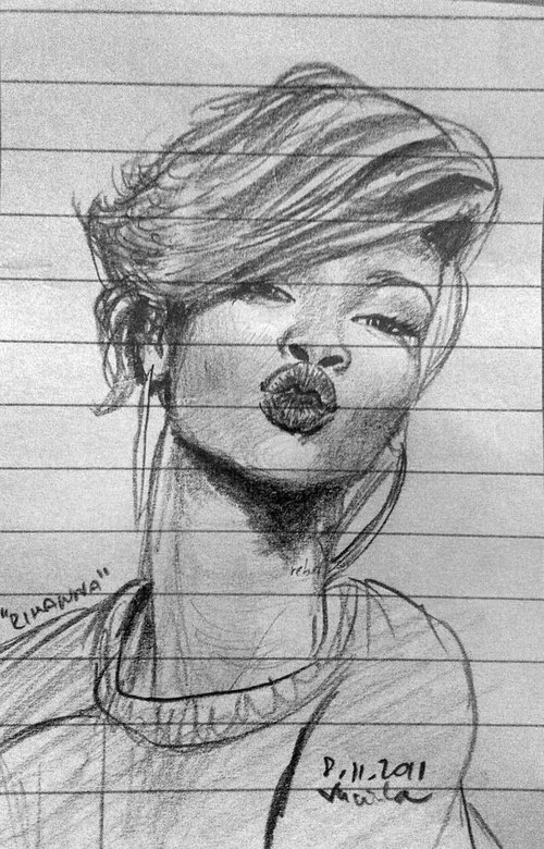500x780 Rihanna Drawing Step - Rihanna Drawing Step By Step