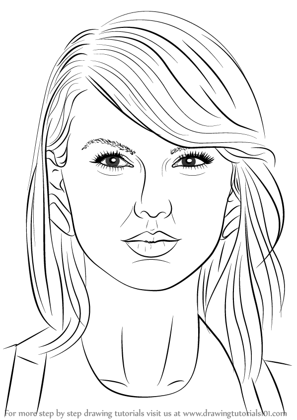 598x844 Learn How To Draw Taylor Swift - Rihanna Drawing Step By Step