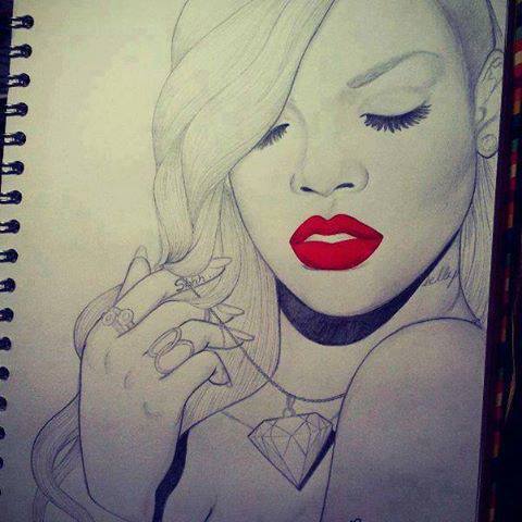 480x480 Image About Red In Rihanna - Rihanna Sketch Drawing