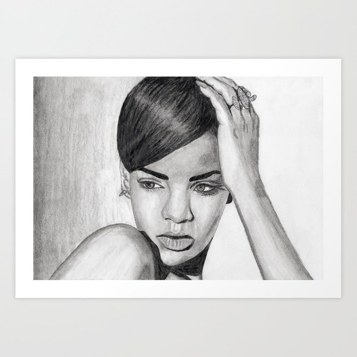 700x700 Rihanna Pencil Sketch Art Print - Rihanna Sketch Drawing