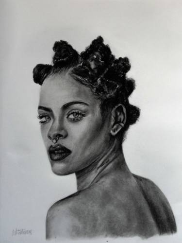 375x500 Portrait Rihanna Drawing - Rihanna Sketch Drawing