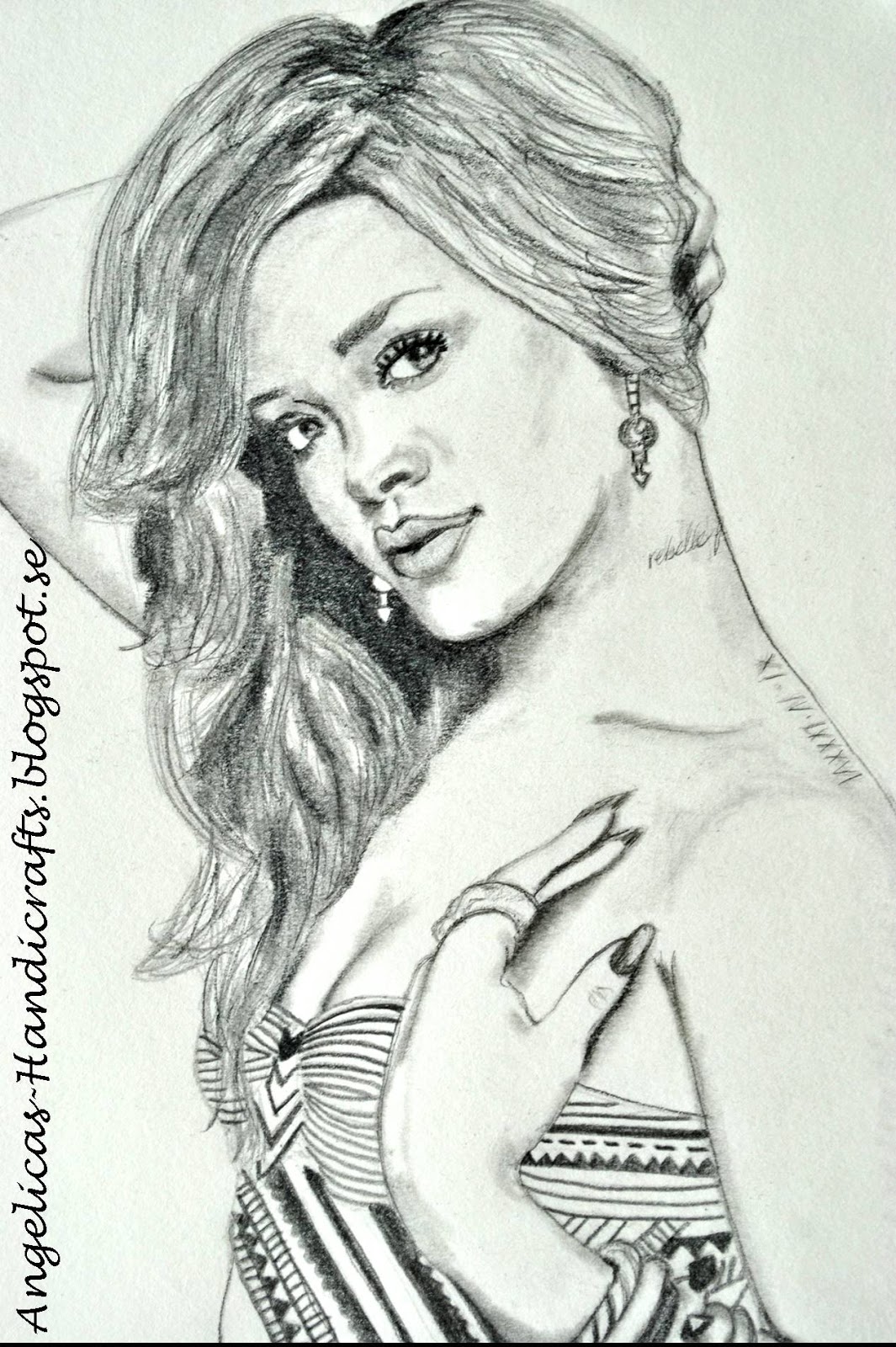 1065x1600 Angelica's Handicrafts Drawing Rihanna - Rihanna Sketch Drawing
