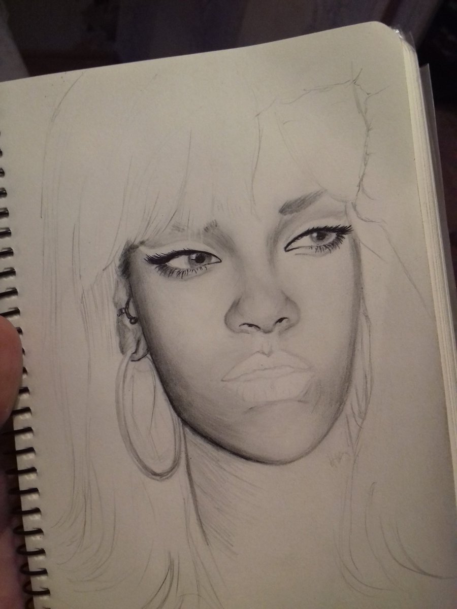 900x1200 dzyubakaleksandr on twitter in process - Rihanna Sketch Drawing