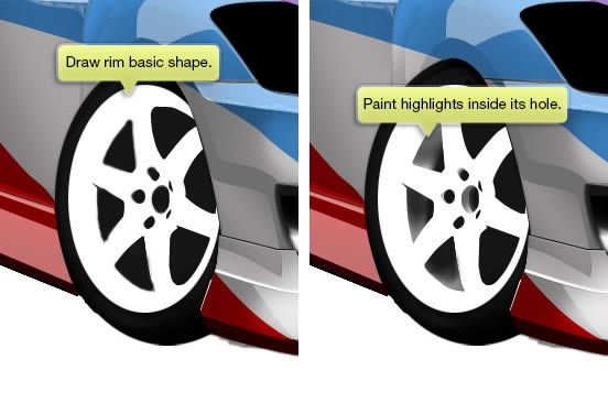 552x366 Draw A Rally Car Using Simple Brush Techniques In Photoshop - Rims Drawing