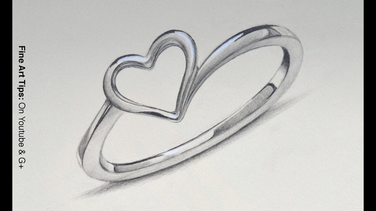 1280x720 How To Draw A Silver Ring With A Heart - Ring Drawing