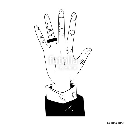 500x500 Male Hand With Wedding Ring Pop Art Vector Illustration Graphic - Ring Pop Drawing