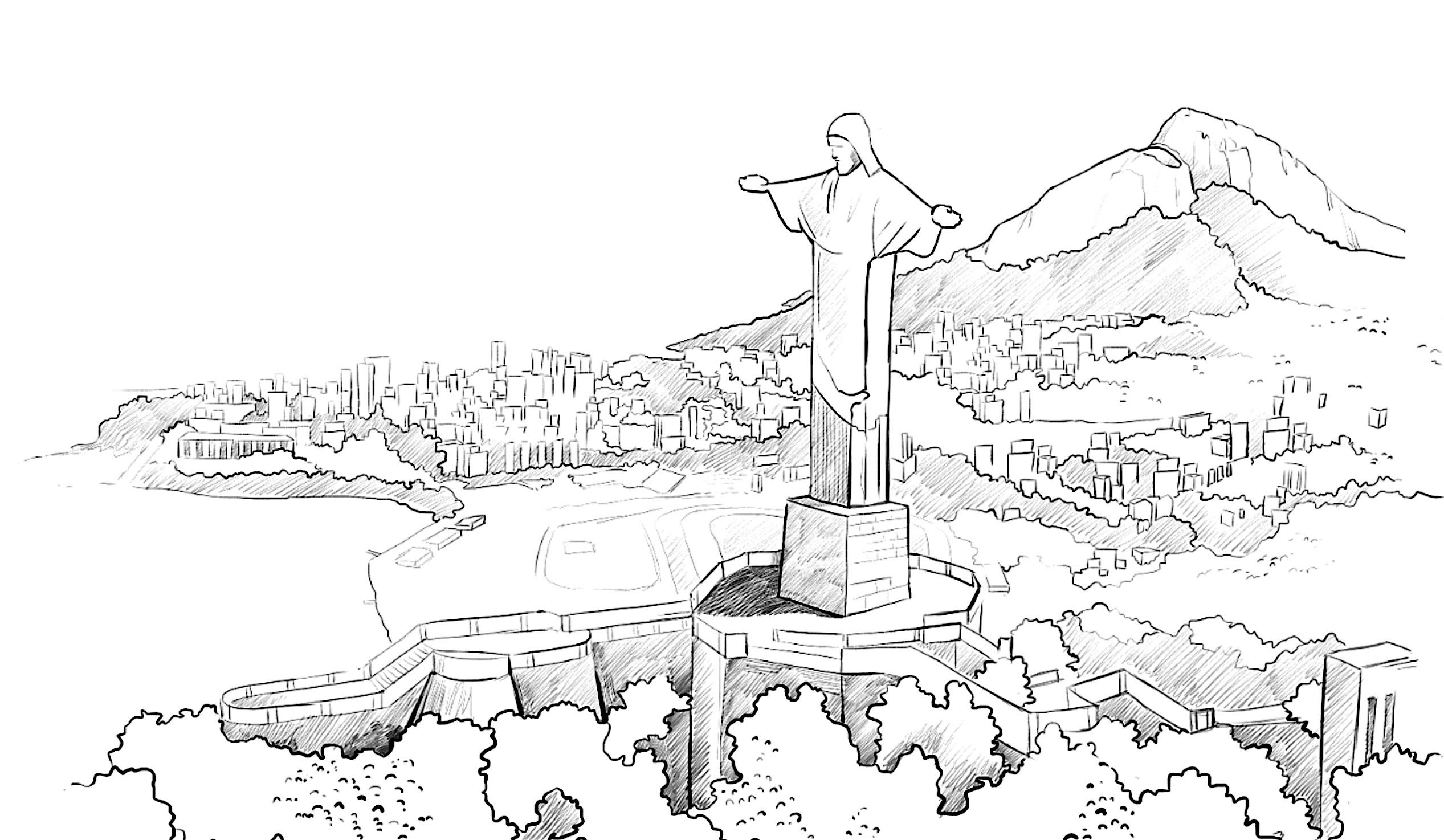 Статуя Христа-Искупителя Рио-де-Жанейро раскраска