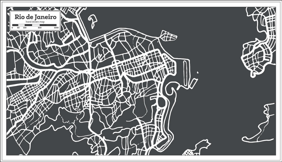 949x548 rio de janeiro hand drawing map vector - Rio De Janeiro Drawing