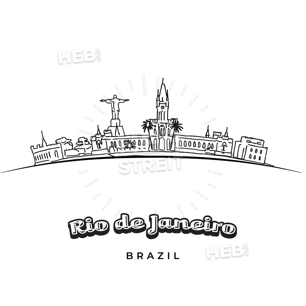 1280x1280 rio de janeiro panorama drawing hebstreits sketches - Rio De Janeiro Drawing