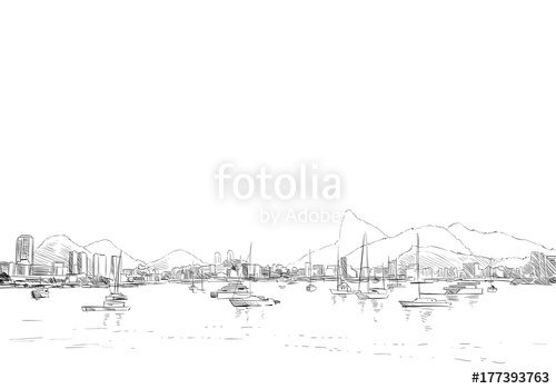 500x350 rio de janeiro brazil hand drawn city sketch vector - Rio De Janeiro Drawing