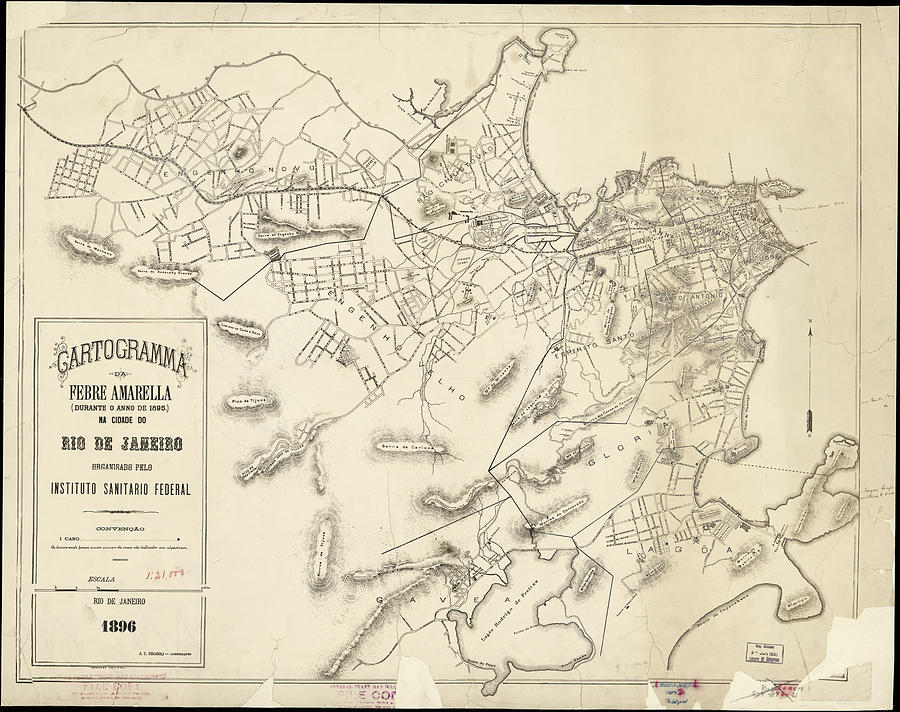 900x712 vintage map of rio de janeiro brazil - Rio De Janeiro Drawing