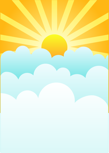 356x500 Sun Rising Above Clouds Vector Drawing - Rising Sun Drawing