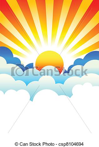 315x470 Sun Rising In Clouds Bright Sun Rising In Stylized Blue Clouds - Rising Sun Drawing