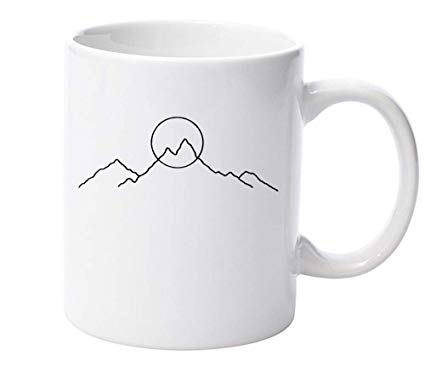 425x372 Minimal Landscape Drawing Mountain And Rising Sun - Rising Sun Drawing