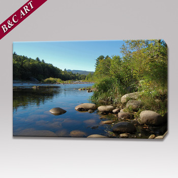 350x350 pictures canvas print village drawing river bank scenery painting - River Bank Drawing