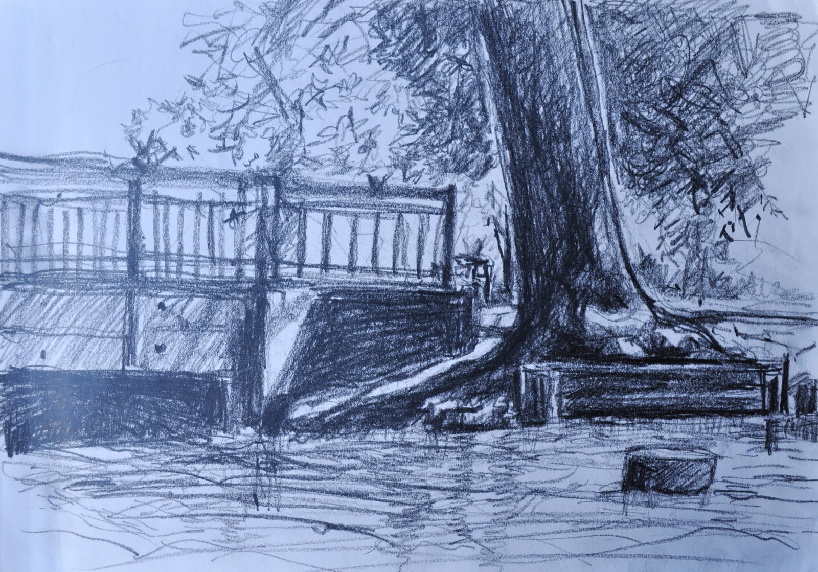 1600x1119 river bank,observed drawing one hand one page - River Bank Drawing