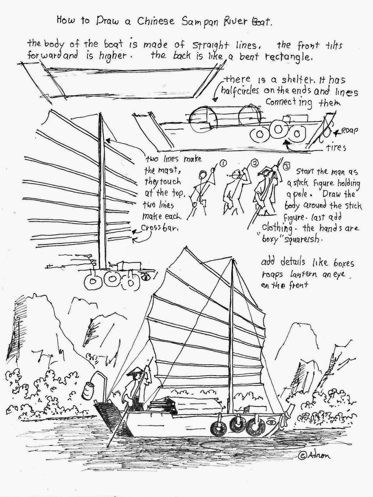 1199x1600 How To Draw Worksheets I Designed - River Boat Drawing