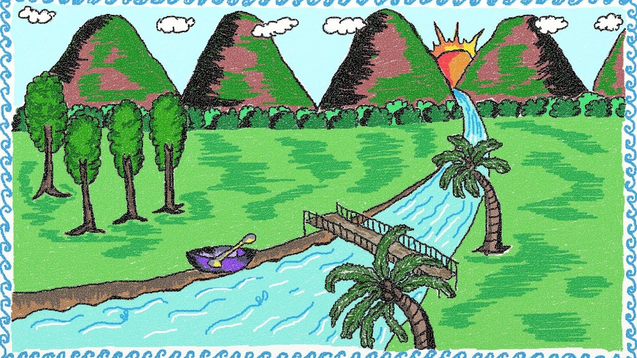 1280x720 drawing a simple river side how to draw a river side drawing - River Drawing