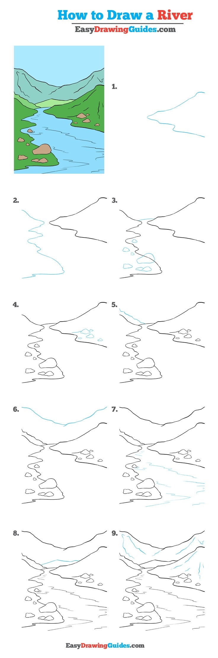 736x2220 How To Draw A River - River Drawing