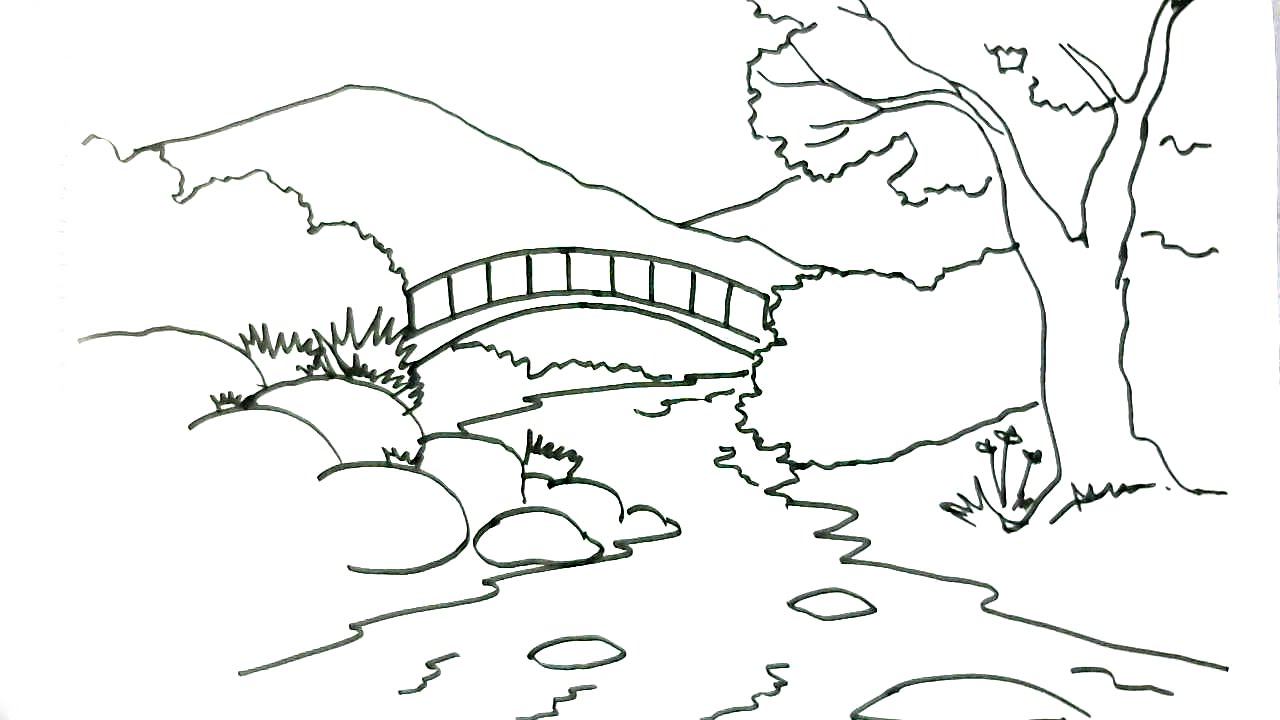 1280x720 How To Draw A Scene River In Easy Steps For Children Beginners - River Drawing