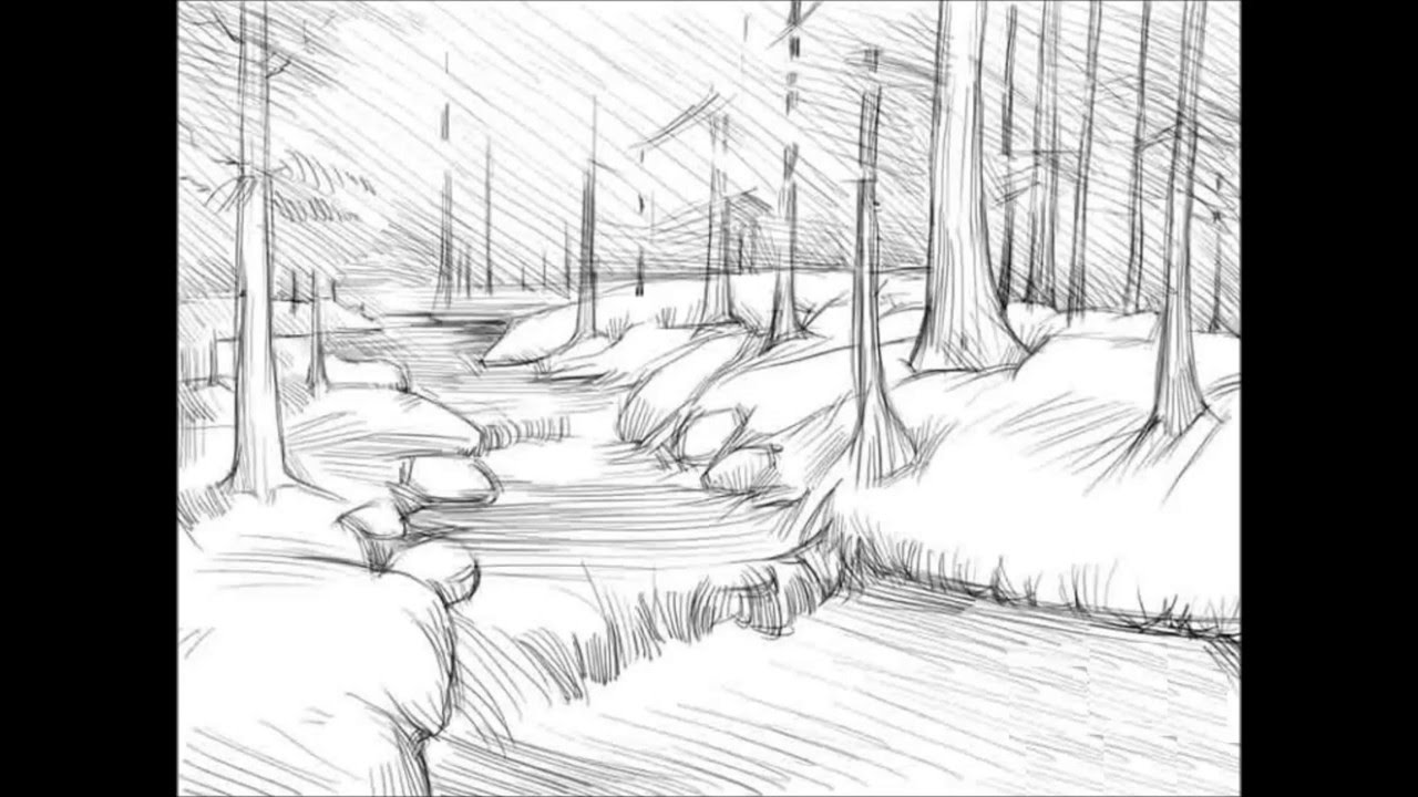 1280x720 River Drawing Sketch For Free Download - River Drawing