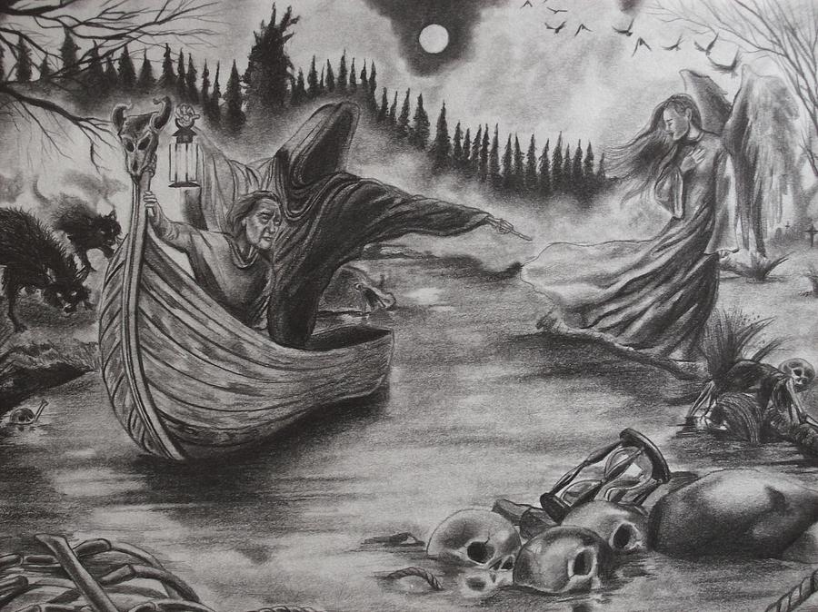 900x674 The River Of Deceit Drawing - River Drawing