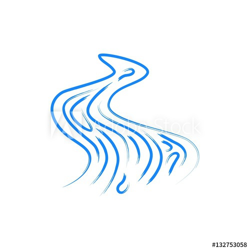 500x500 Vector Abstract Symbol Of The River Drawing With Watercolors - River Drawing