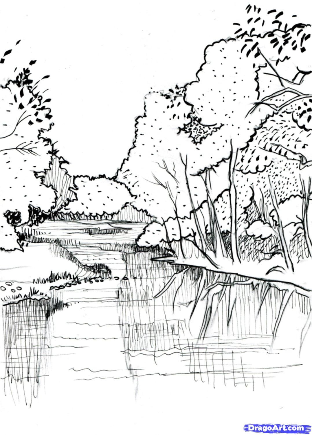 1078x1499 How To Draw A Realistic River Step Pencil Drawings - River Drawing