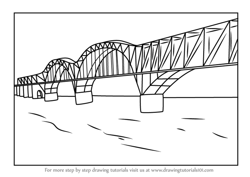 800x566 Learn How To Draw Dashengguan Yangtze River Bridge - River Drawing Images