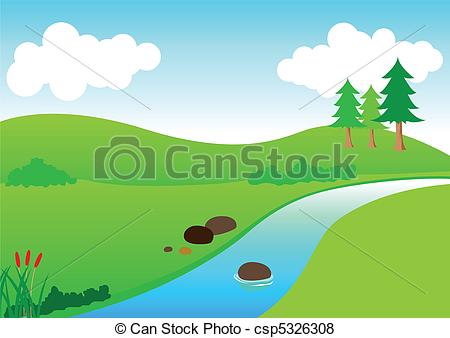 450x338 river view stock vector of river scenery - River Drawing Images