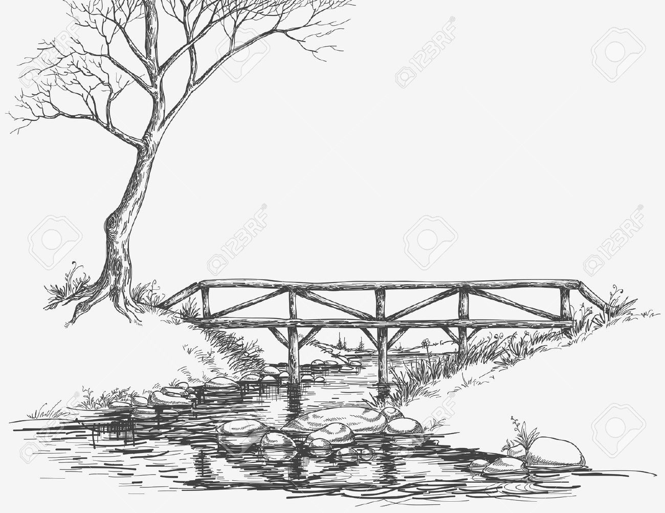 1300x1002 River Drawing Pond For Free Download - River Drawing Images