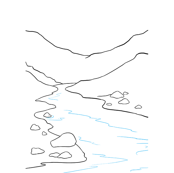 680x678 How To Draw A River - River Line Drawing