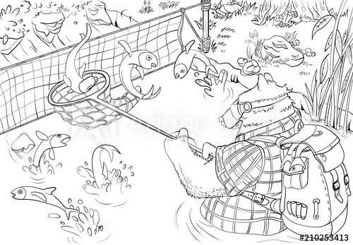 500x347 Coloring - River Line Drawing