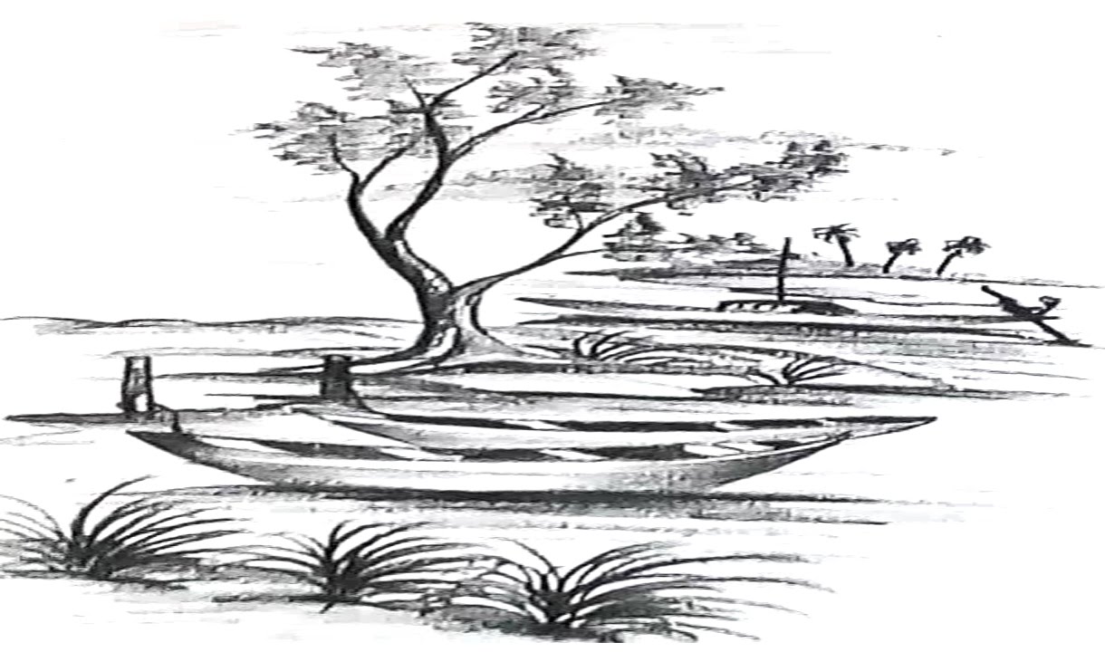 1220x720 How To Draw A Scenery Indian River Side Landscape Pencil - River Pencil Drawing