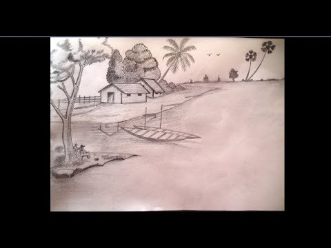 480x360 How To Draw A River House Scenery Step - River Pencil Drawing