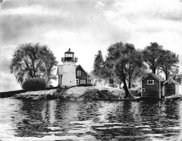 600x466 Amazing Pencil Drawings - River Pencil Drawing