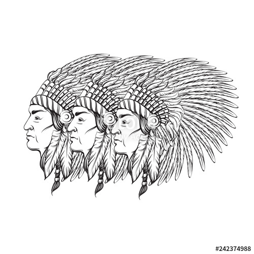 500x500 Vector Hand Drawn Illustration Of Indian Profile In Roach - Roach Drawing