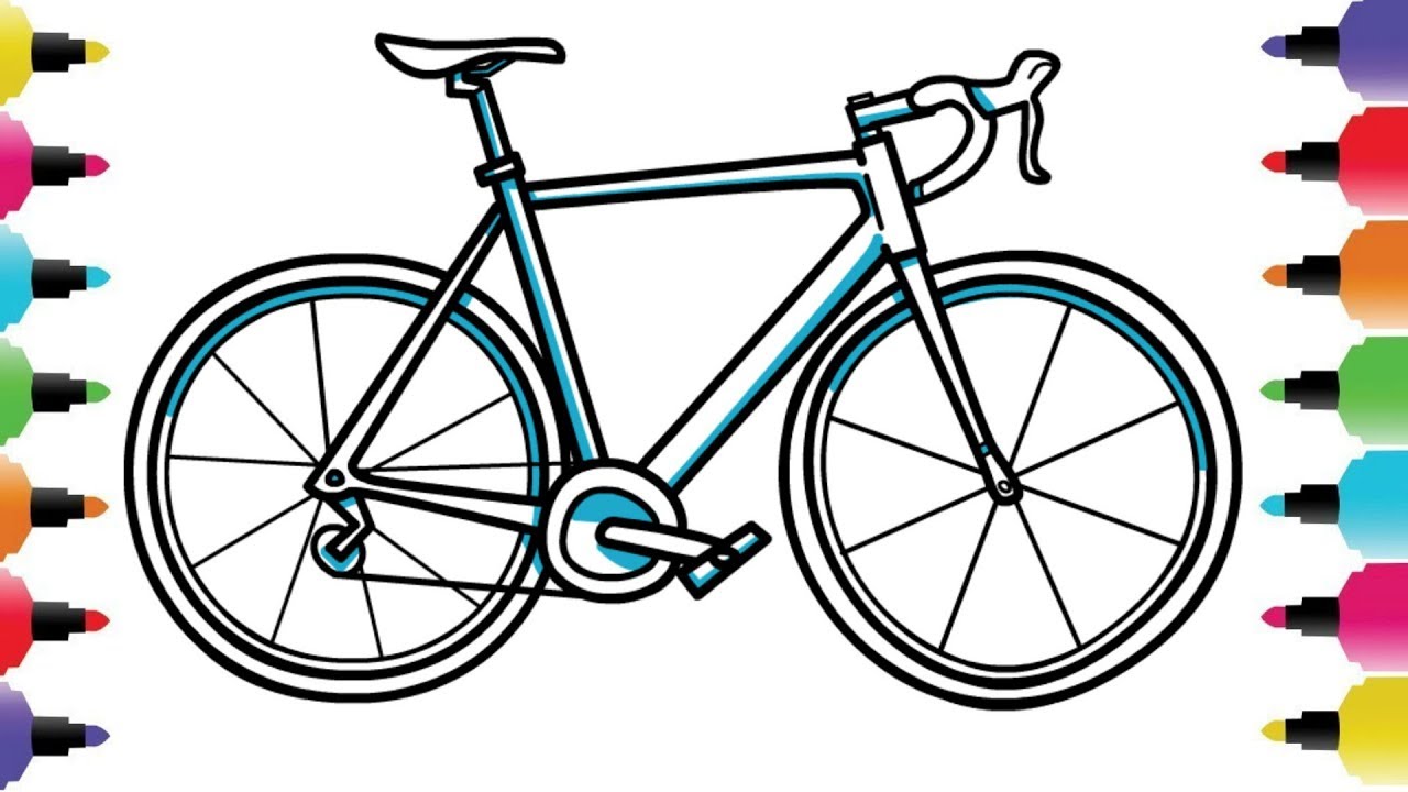 1280x720 How To Draw A Bicycle - Road Bike Drawing