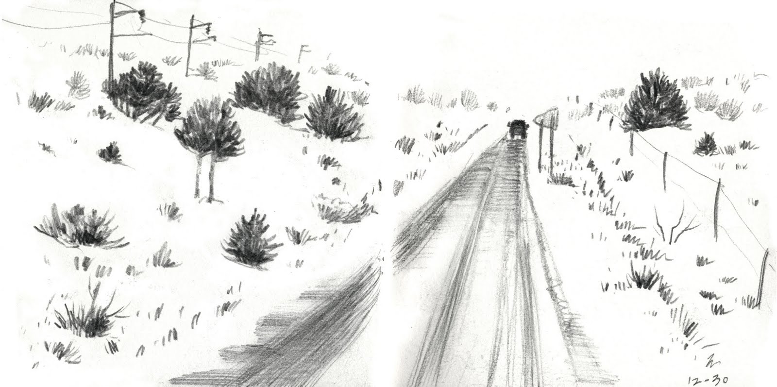 Рисунок в даль 6 класс. Пейзаж с дорогой карандашом. Зимний пейзаж в перспективе. Перспектива карандашом. Эскиз пейзажа с дорогой.