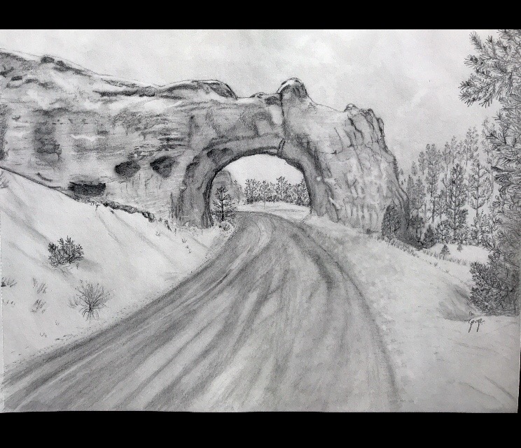 744x641 rock arch road ganga art gallery - Road Drawing