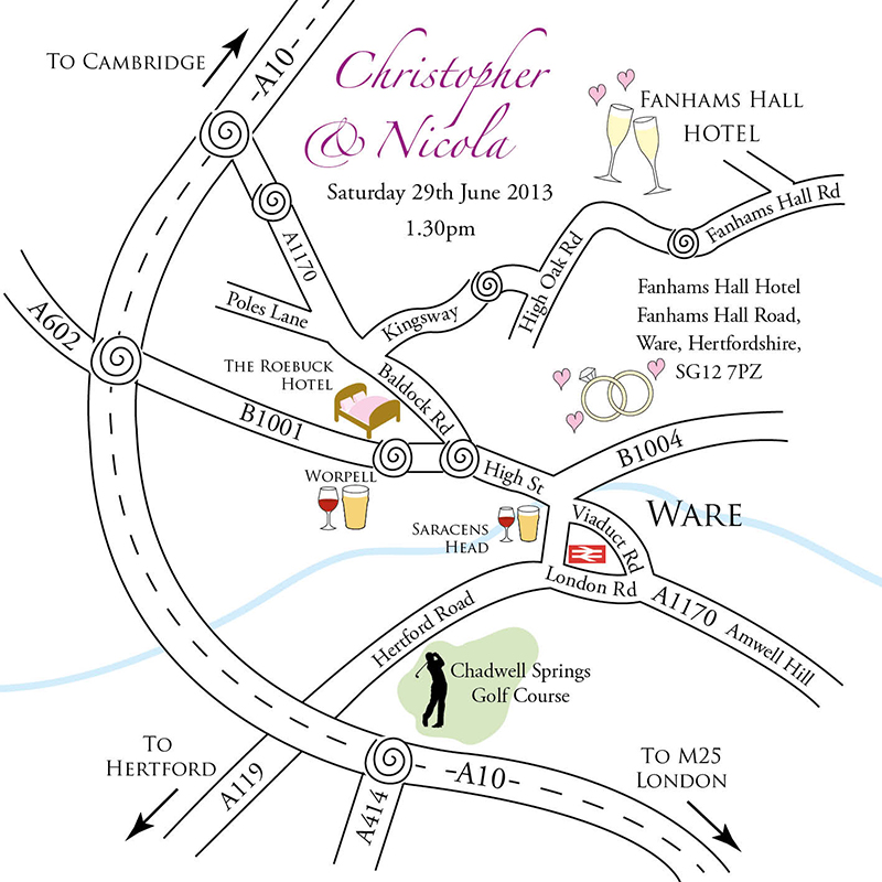 800x800 Wedding Map Drawing - Road Map Drawing